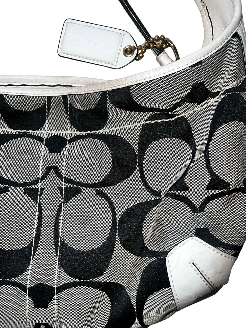Coach Black, Gray & White Signature Hobo Bag